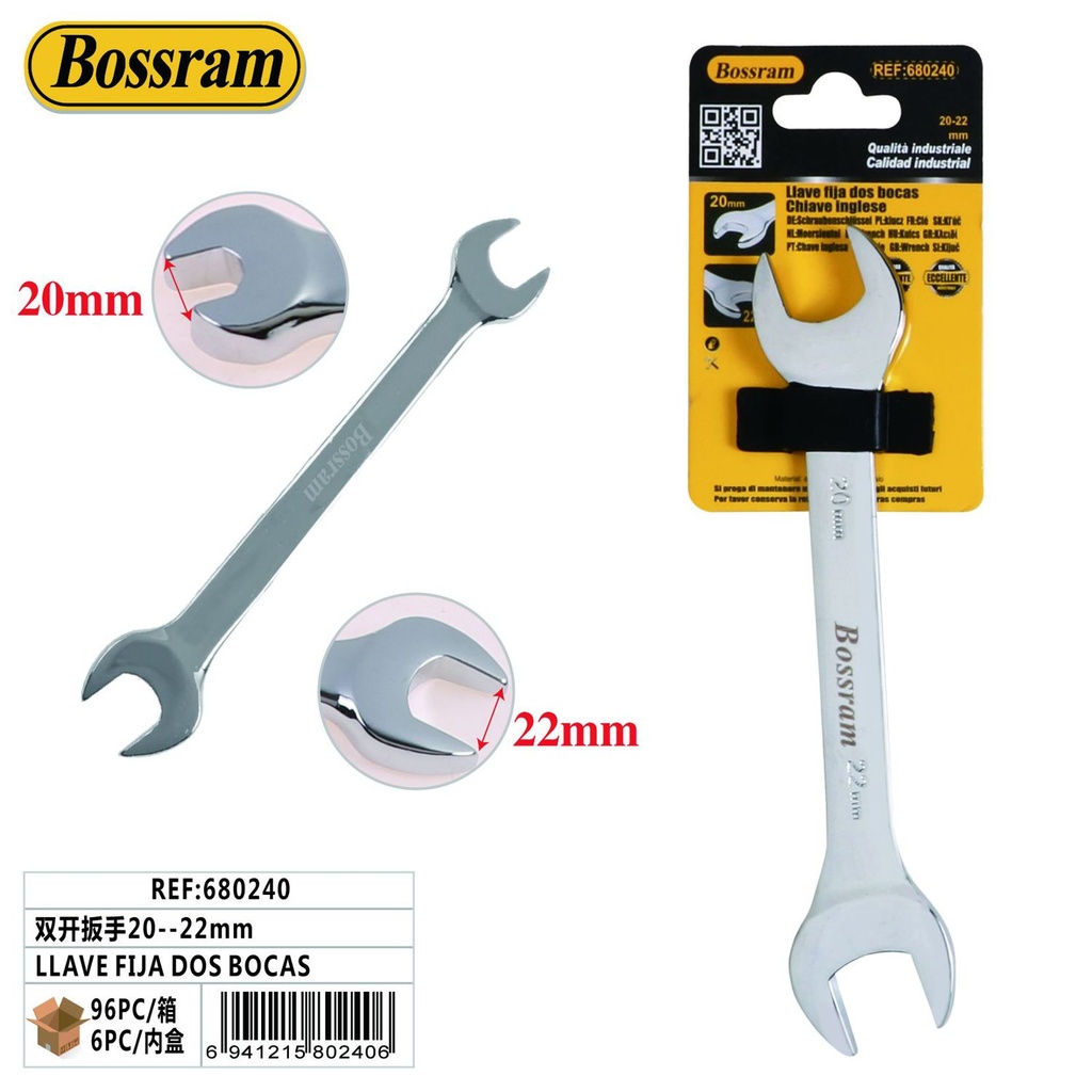 Llave fija de doble boca 20-22mm para trabajos mecánicos y de bricolaje