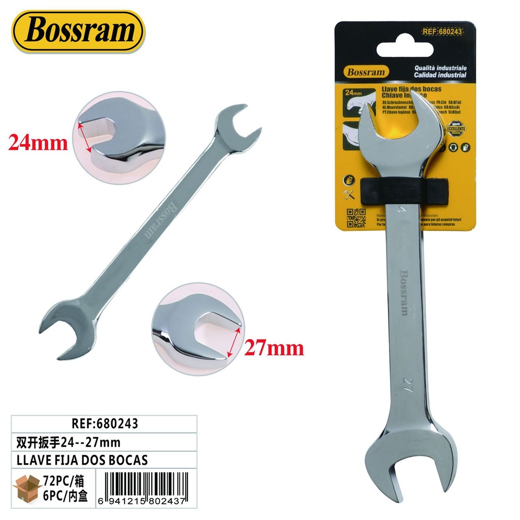 Llave fija de dos bocas 24-27mm para herramientas de ferretería