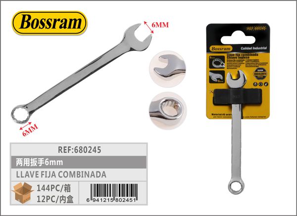 Llave combinada fija 6mm para herramientas y ferretería