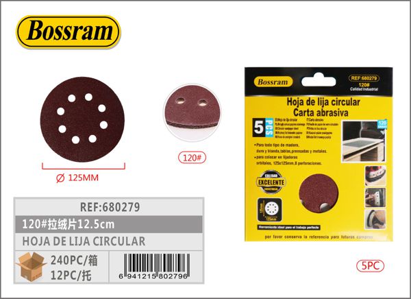 Hoja de lija circular 120# 125mm 5pcs