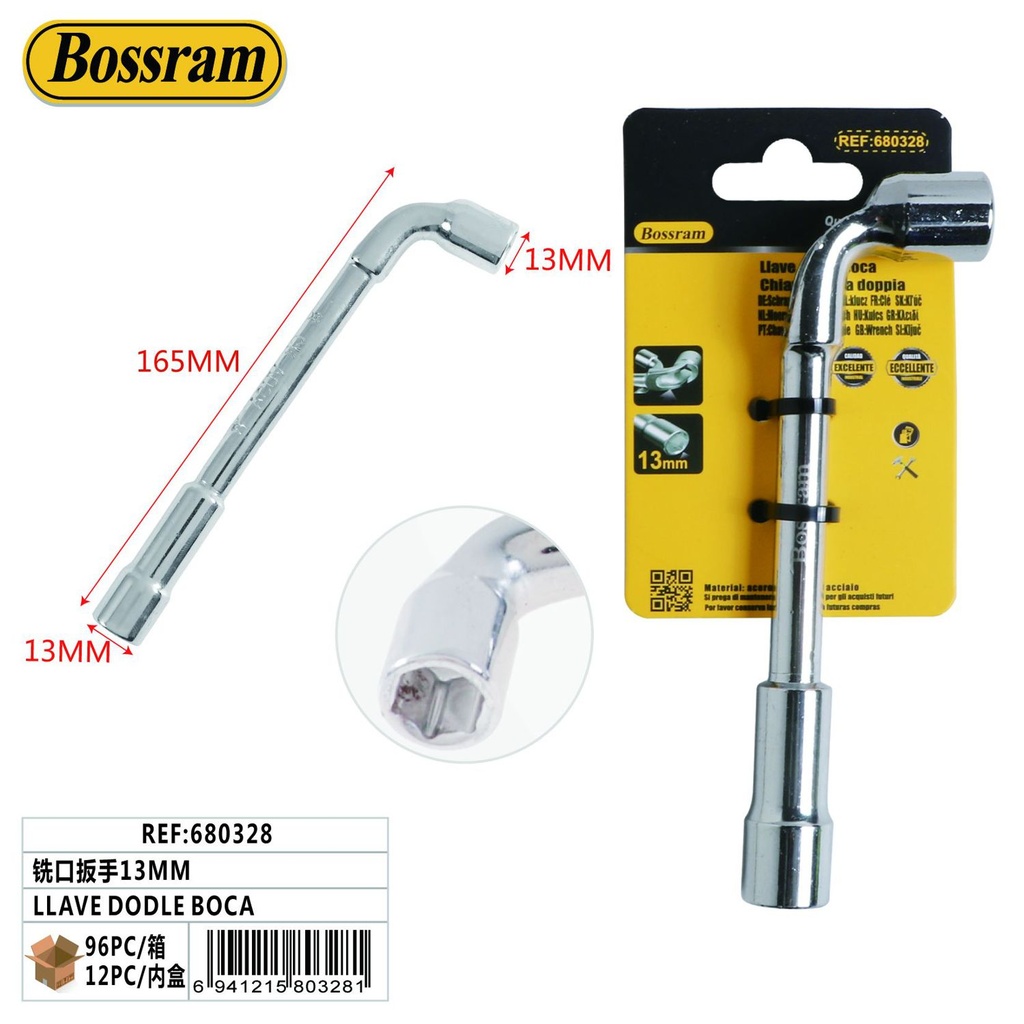 Llave doble boca 13mm para ajustes y reparaciones