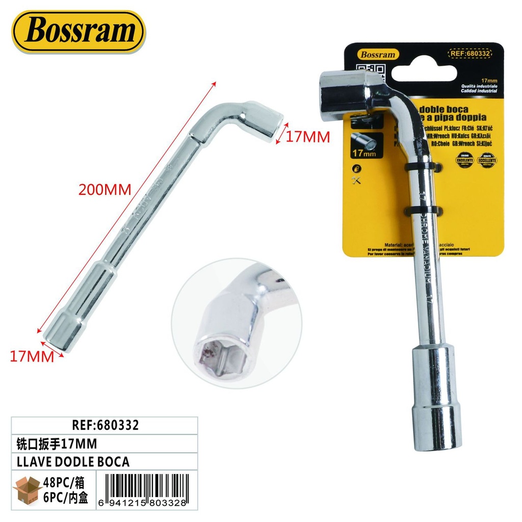 Llave doble boca 17mm para ferretería