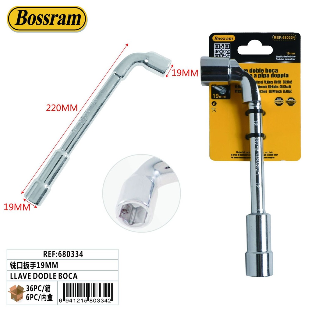 Llave doble boca 19mm para ferretería