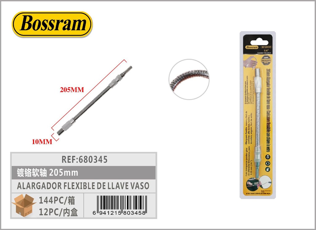 Alargador flexible de llave vaso 205mm para herramientas