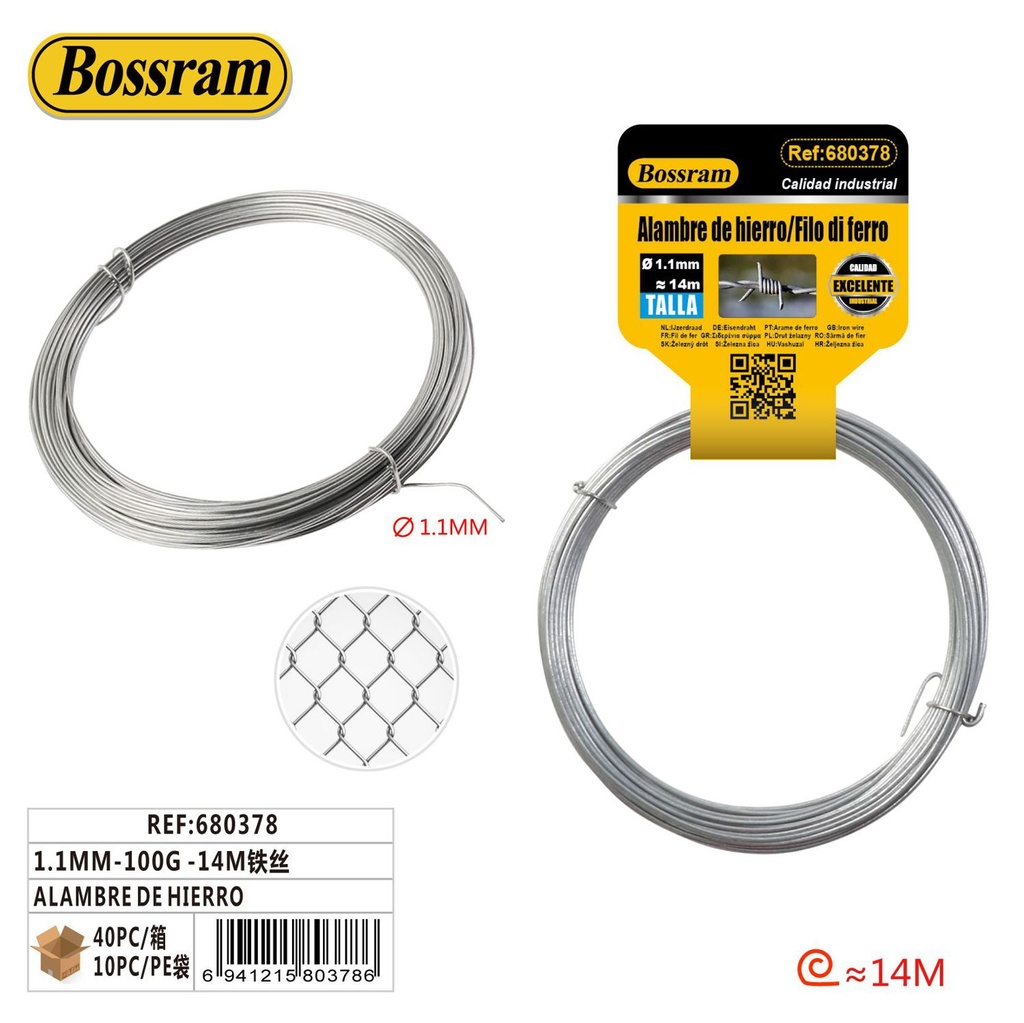 Alambre de hierro 1.1mm 100g - 14m para manualidades y bricolaje