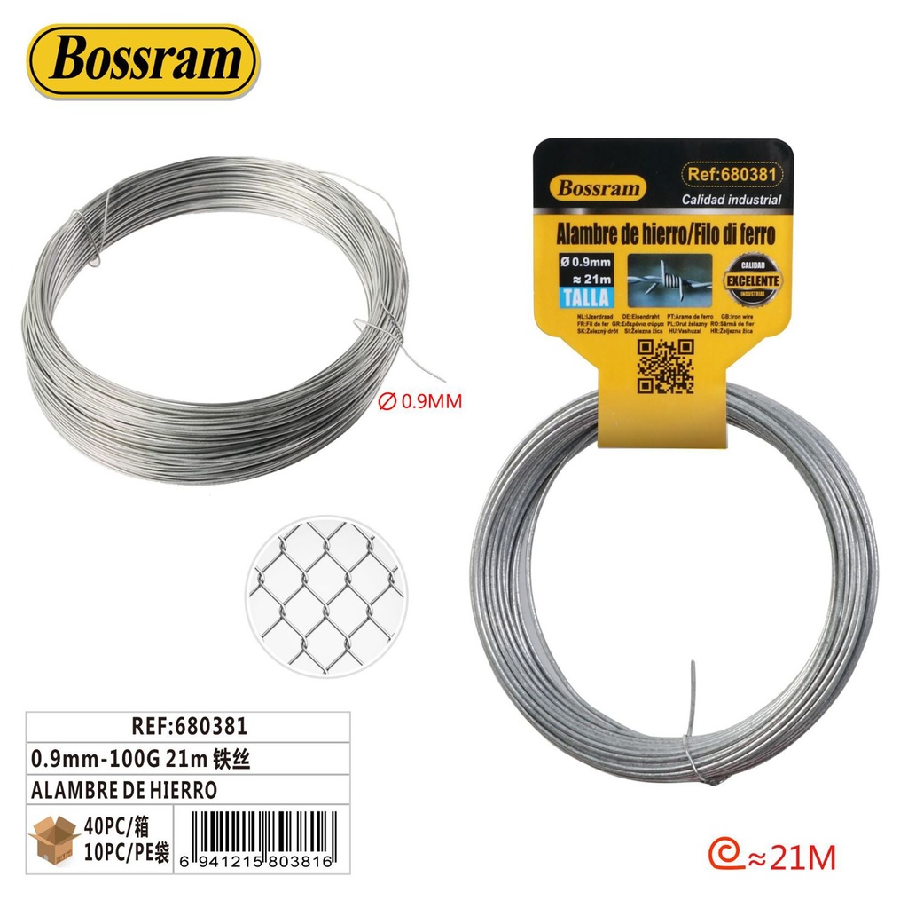 Alambre de hierro 0.9mm 100g 21m para bricolaje y manualidades