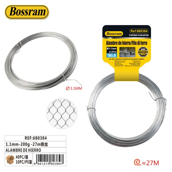 Alambre de hierro 1.1mm 200g 27m para bricolaje y construcción