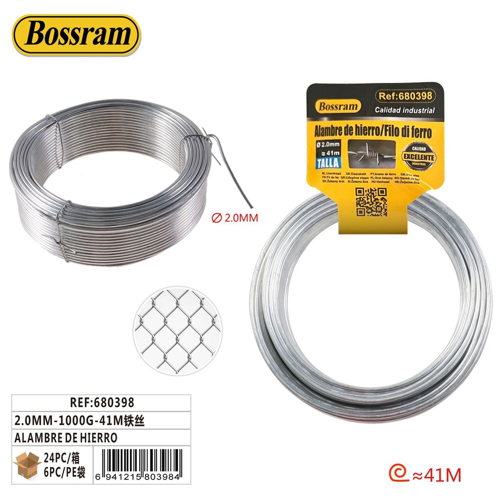 Alambre de hierro 2.0mm-1000g-41m para construcción y manualidades