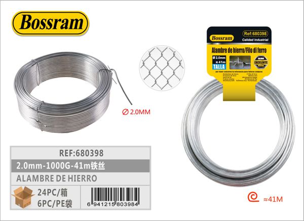 Alambre de hierro 2.0mm-1000g-41m para construcción y manualidades