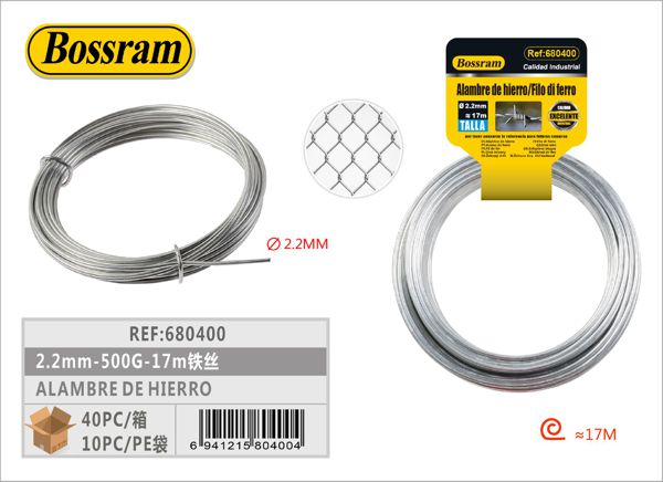 Alambre de hierro 2.2mm 500g 17m para construcción y bricolaje