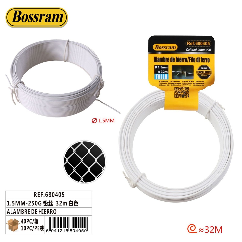 Alambre de hierro 1.5mm 250g 32m blanco para bricolaje