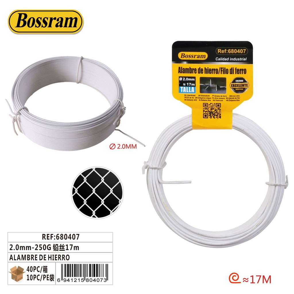 Alambre de hierro blanco 2.0mm 250g 17m para construcción y bricolaje