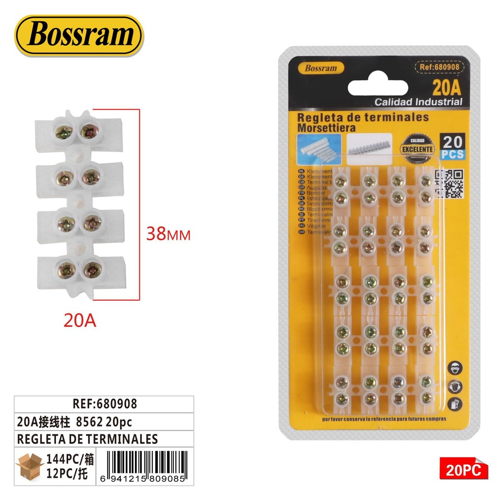 Regleta de terminales 20A 8562 20pcs para conexiones eléctricas