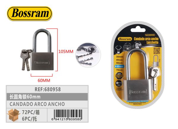 Candado arco ancho 60mm para seguridad y protección