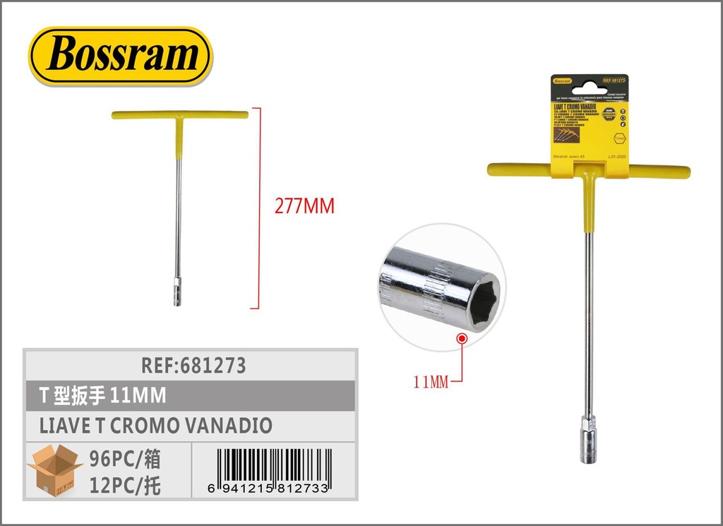 LLave T cromo vanadio 11 herramienta