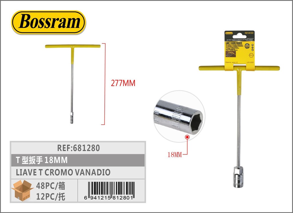 Llave en T cromo vanadio 18 herramientas