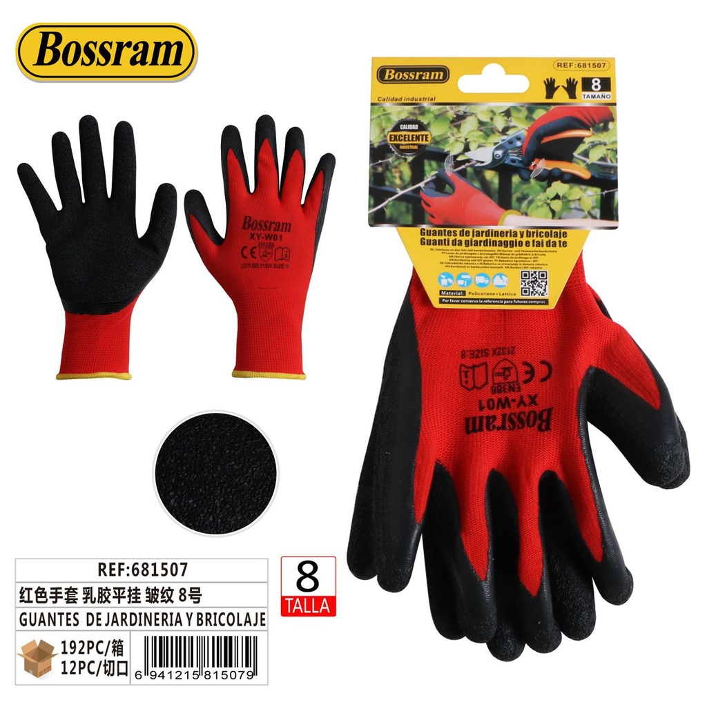 Guantes de jardinería y bricolaje rojos