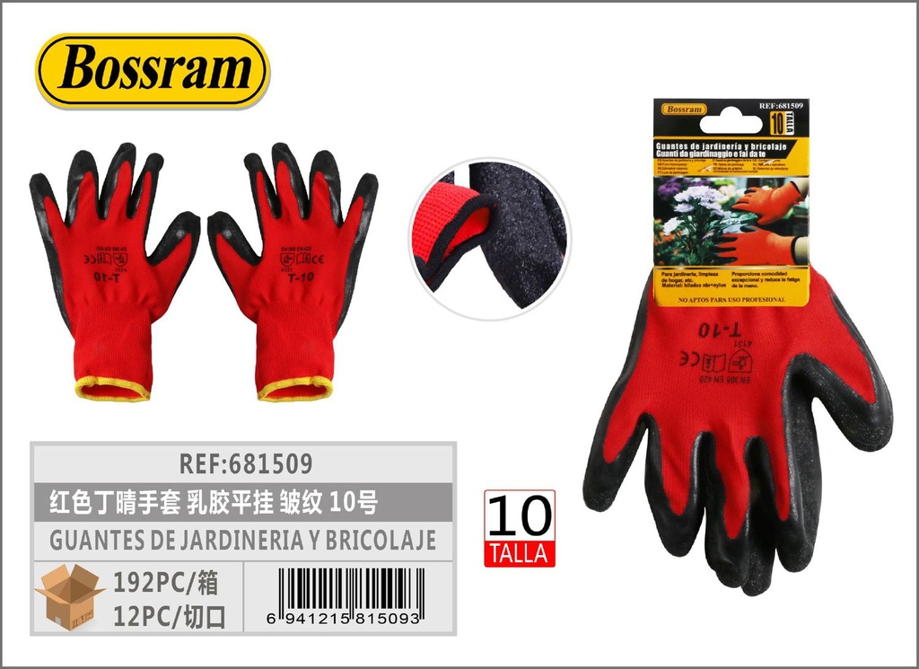 Guantes de jardinería y bricolaje rojos