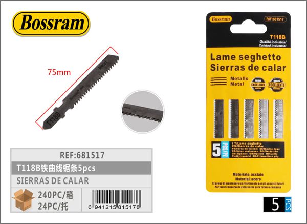 Sierra de calar T118B 5pcs para madera y metal