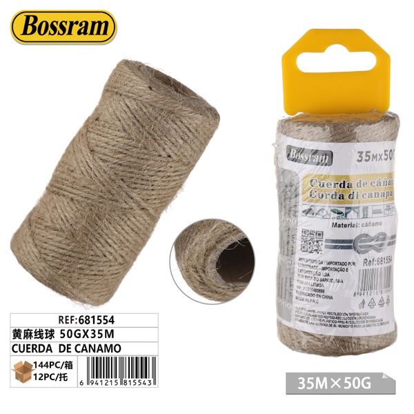 Cuerda de cáñamo 50g x 35m para manualidades y bricolaje