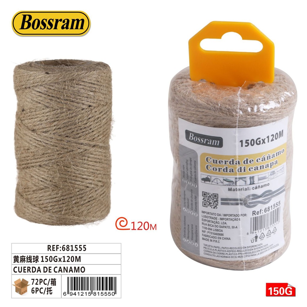 Bola de cuerda de yute 150g x 120m para manualidades