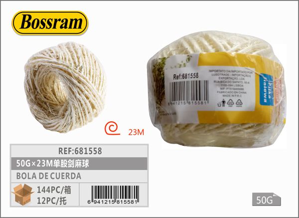 Bola de cuerda de sisal 50g x 23m para manualidades y jardinería