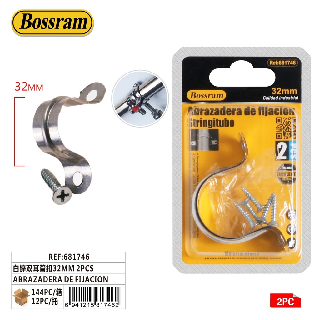 Abrazadera de fijación 32mm 2pcs para tuberías