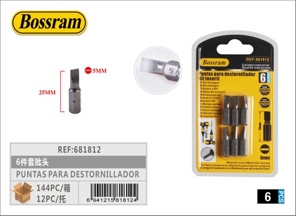 Puntas para destornillador 5mm x 25mm 6pcs para bricolaje