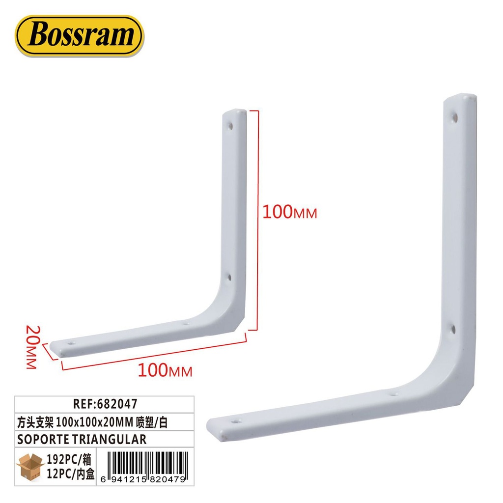 Soporte triangular blanco 100x100x20mm