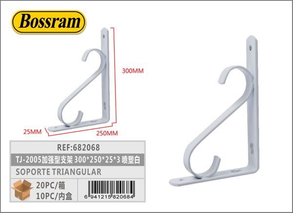 Soporte triangular reforzado 300x250x25x3 mm blanco