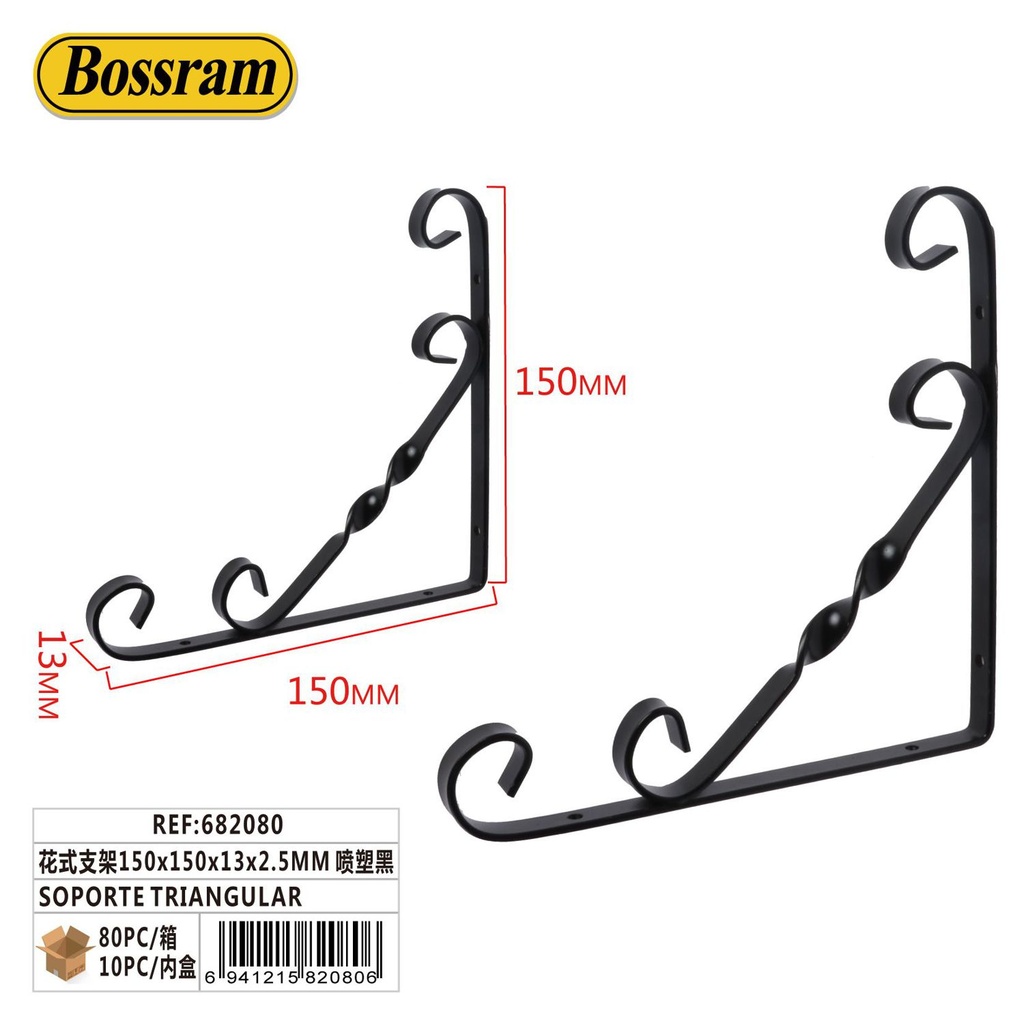 Soporte triangular 150x150x13x2.5mm para fijaciones