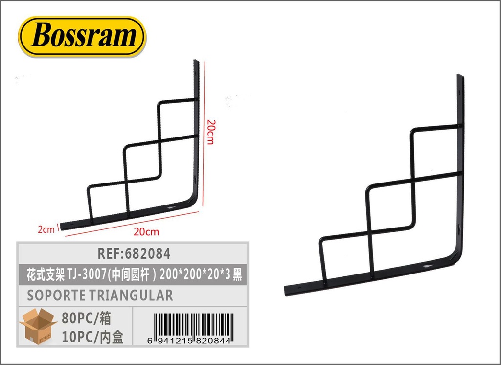 Soporte triangular negro tj-3007 200x200x20x3