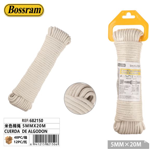 Cuerda de algodón beige 5mmx20m para bricolaje y manualidades