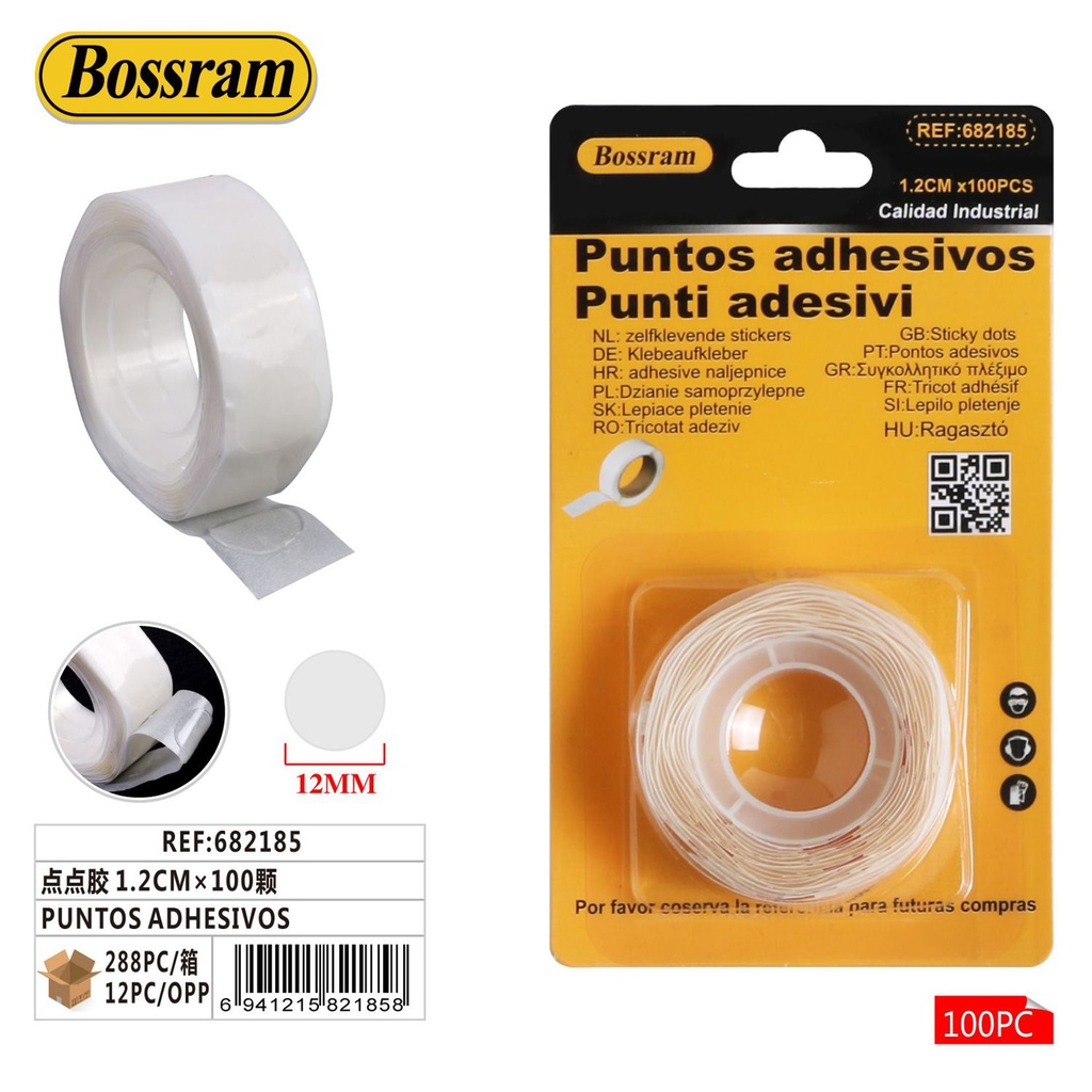 Puntos adhesivos 1.2cm x 100 unidades para manualidades