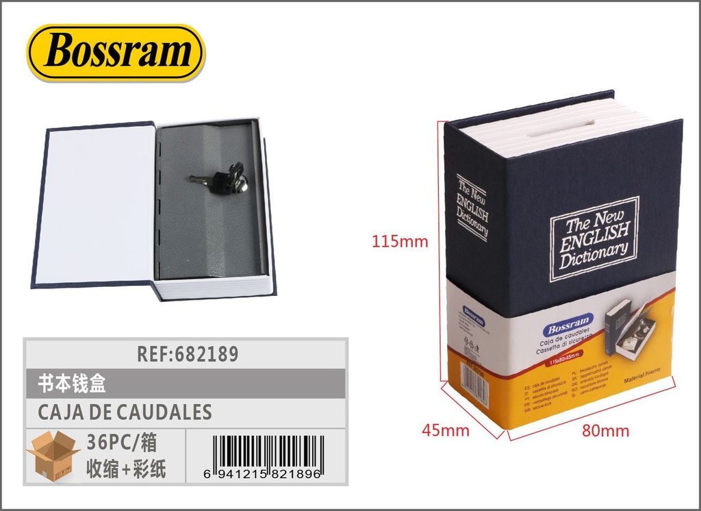 Caja de caudales 115x80x45mm azul para almacenamiento y seguridad