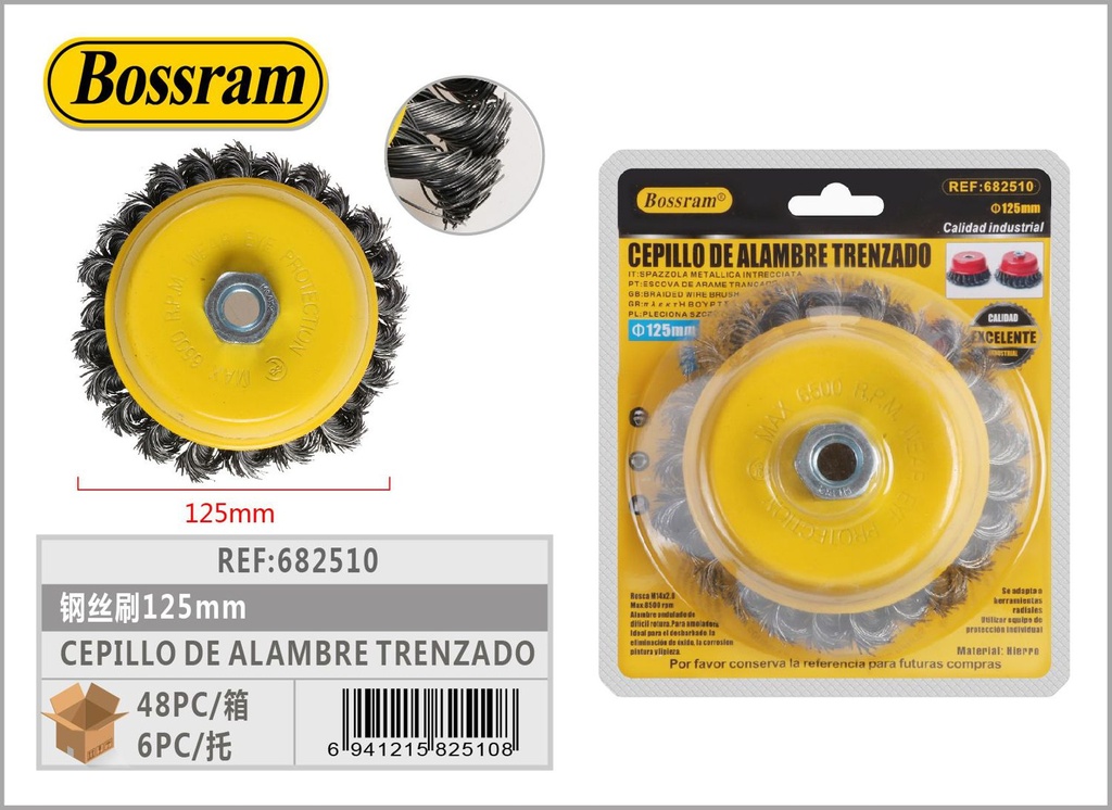 Cepillo de alambre trenzado 125mm