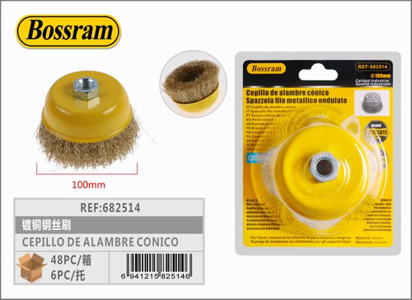 Cepillo de alambre cónico 100mm para herramientas