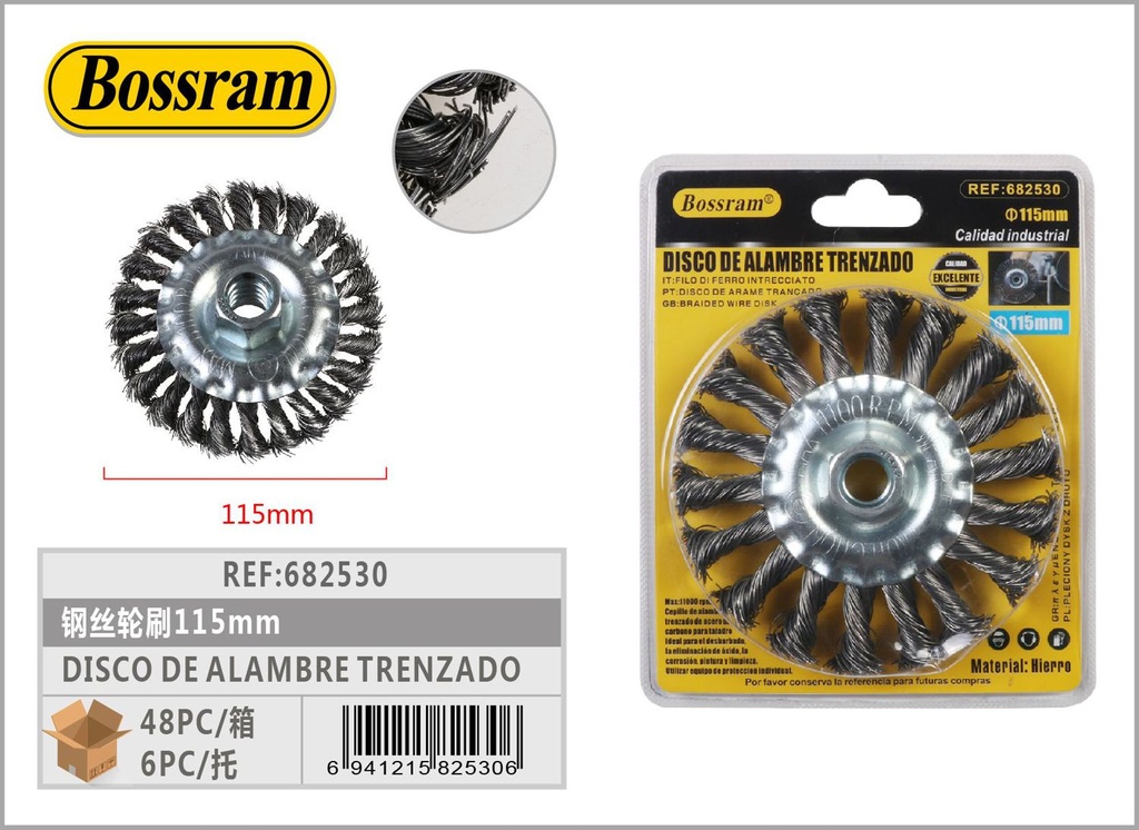 Disco de alambre trenzado 115mm 4-1/2" para amoladora