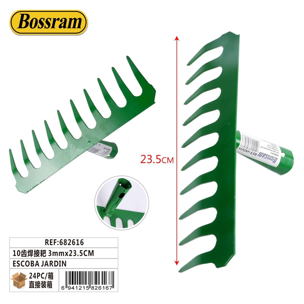 Escoba de jardín 10 dientes 3mm x 23.5cm