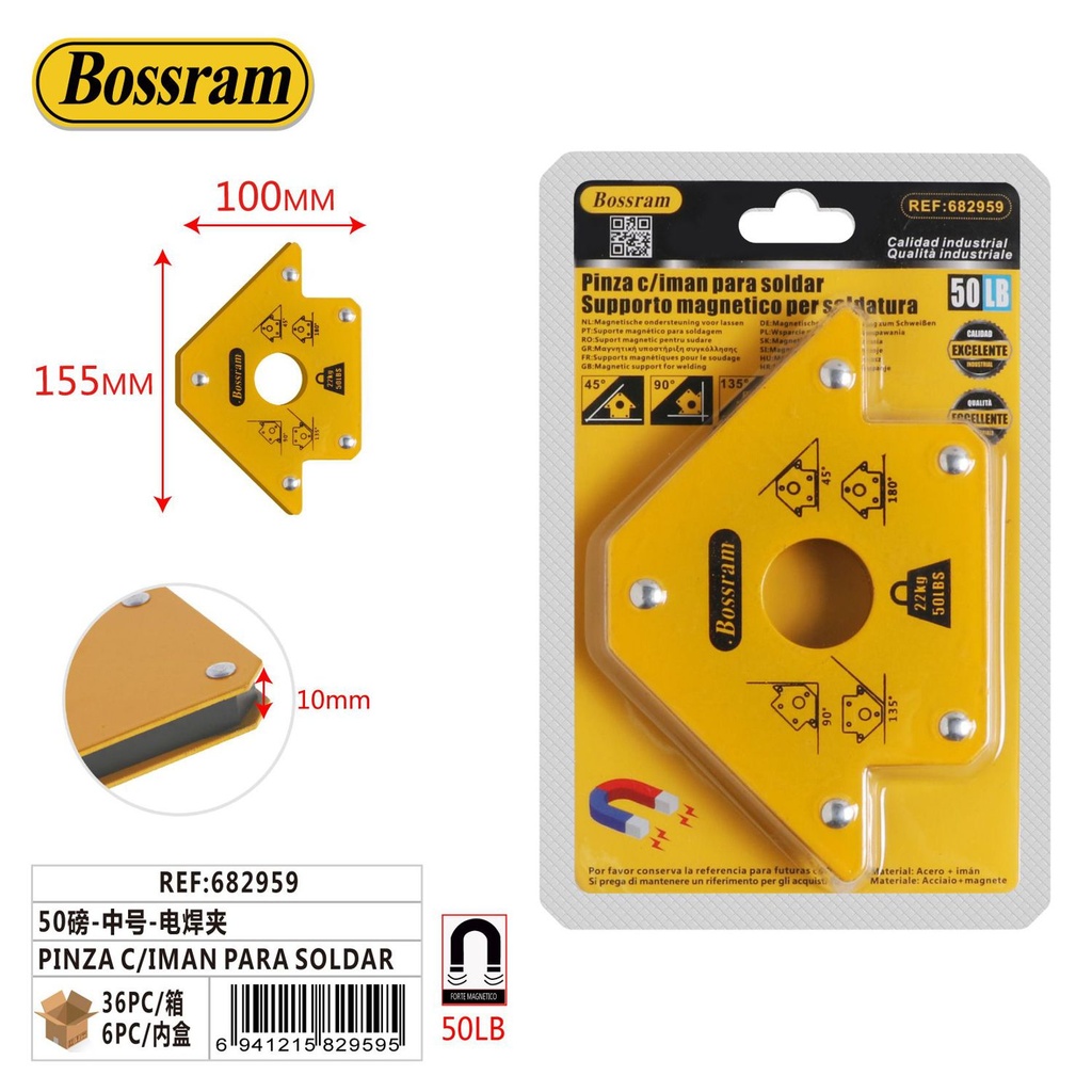 Pinza con imán para soldar 50 lbs mediana