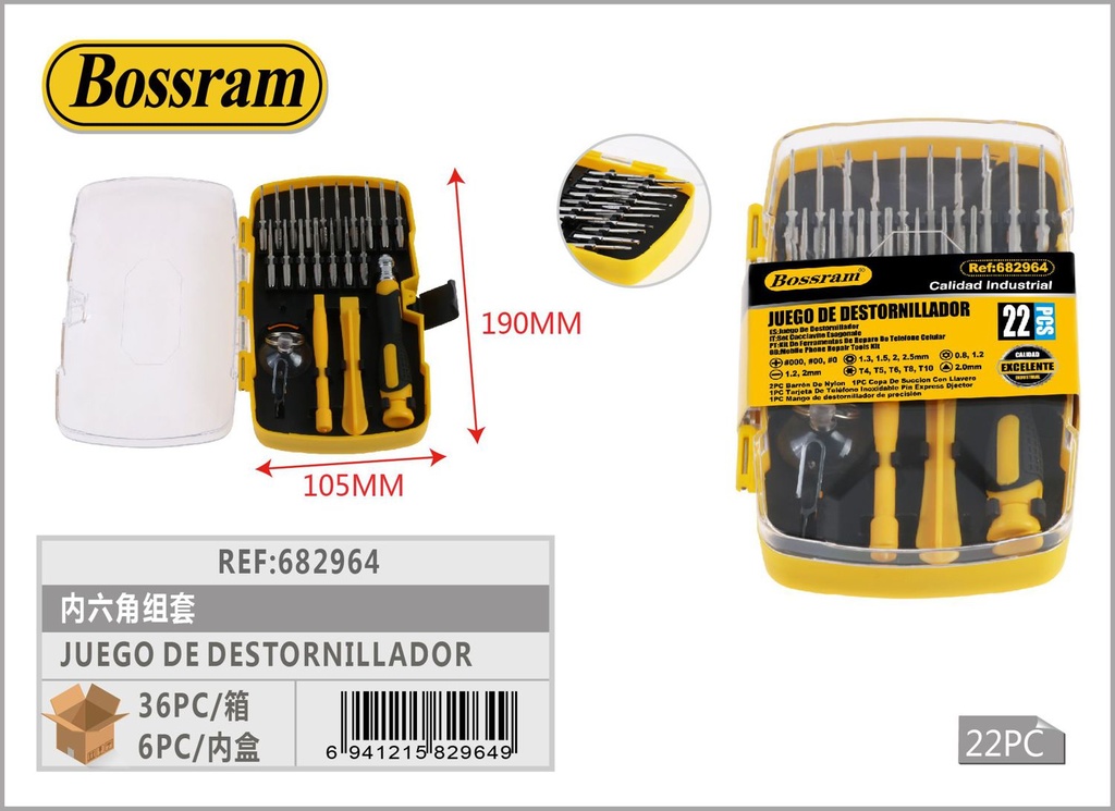 Juego de destornilladores 22pcs para reparaciones y bricolaje