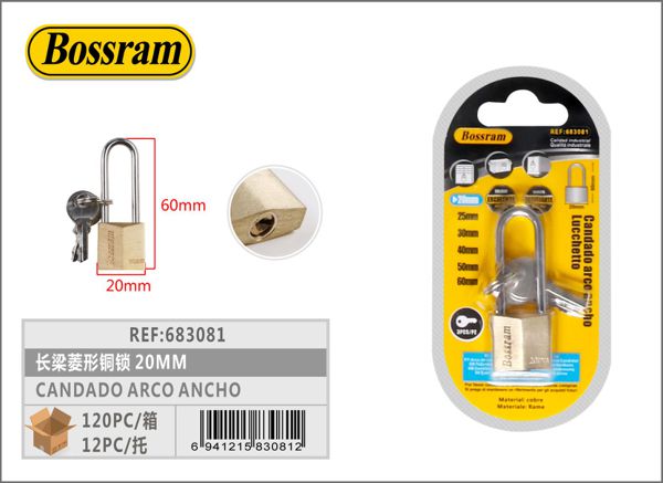 Candado arco ancho 20mm, seguridad