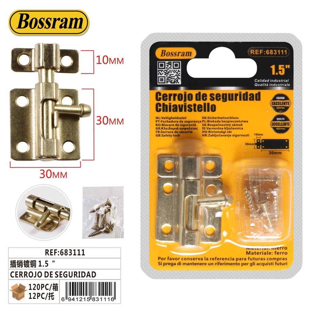 Cerrojo de seguridad 1.5" para puertas