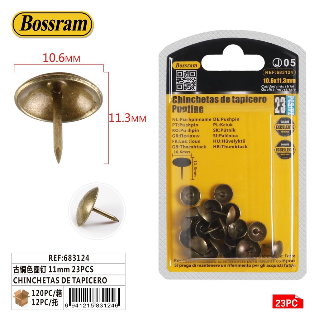 Chinchetas tapicería de bronce 11mm 23pcs para bricolaje y decoración