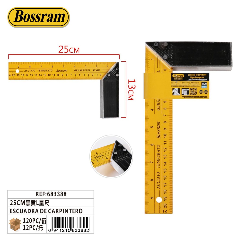 Escuadra de carpintero 25cm para construcción