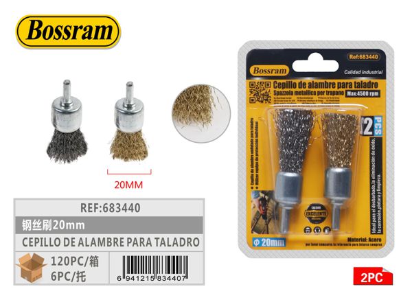 Cepillo de alambre para taladro 20mm 2pcs