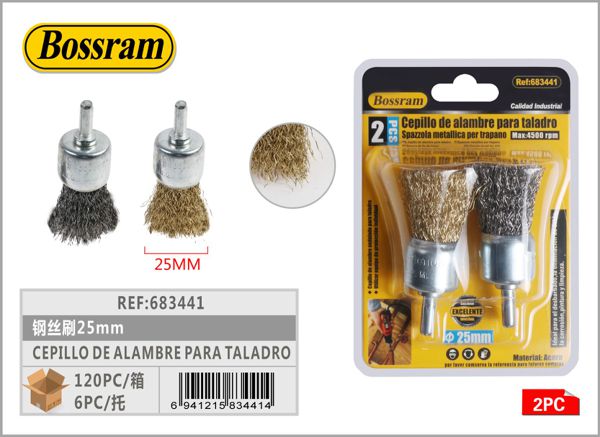 Cepillo de alambre para taladro 25 mm 2 piezas