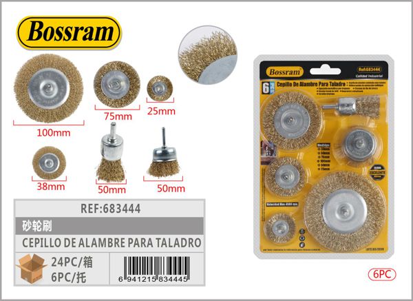 Cepillo de alambre para taladro 6pcs