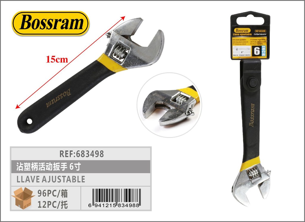 LLave ajustable 6" para bricolaje y reparaciones