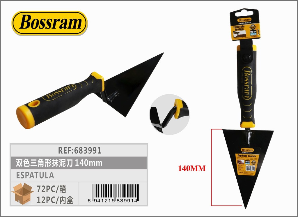 Espátula triangular 140mm para albañilería